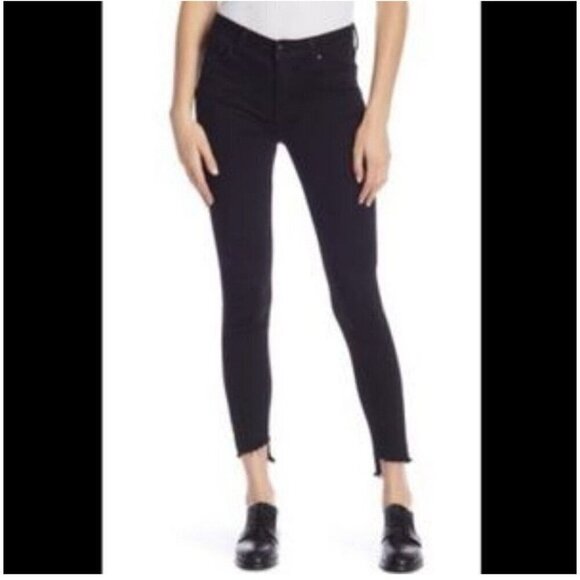 Joe's Jeans Black Skinny Ankle Denim Size 27 Raw Hem Stretch Sleek Fit - Picture 1 of 5